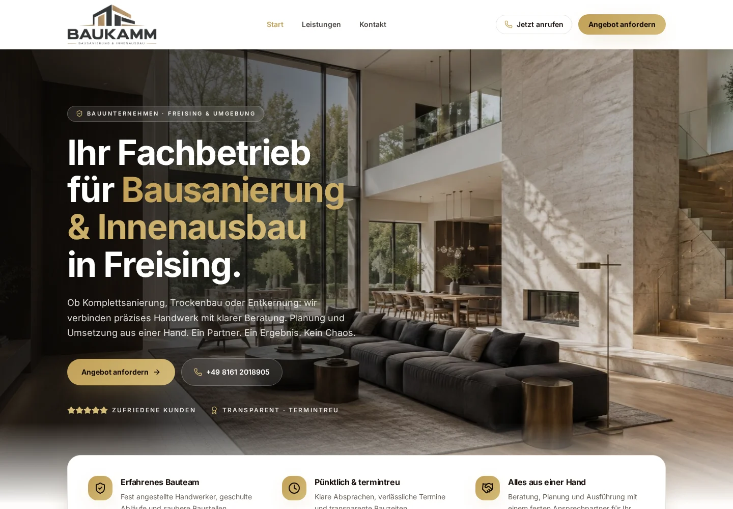 Baukamm, echte Website-Vorschau